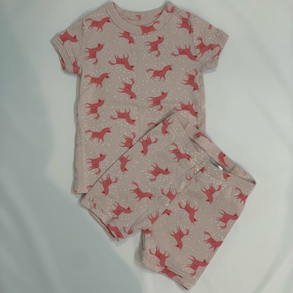 Baby Gap Organic Cotton Pink Unicorn Short Pajamas